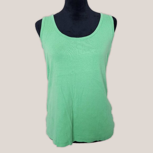 ST. JOHN'S BAY Scoop Neck Cotton Essential Tank Top Blouse Shirt in Mint Green - Picture 2 of 3